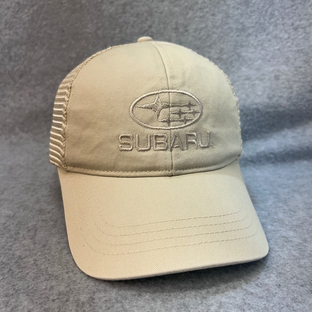 Subaru Logo Unisex Tan Econscious Trucker Hat Adventure Subaru Snapback OSFA